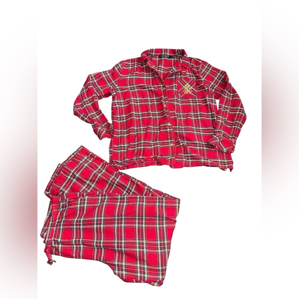 Lauren Ralph Lauren Red Plaid Brushed Twill Sleep Set Size Medium